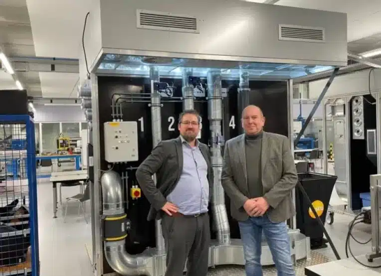 Remi Hompe en Albert Walda in het Vakcentrum Binnenklimaattechniek